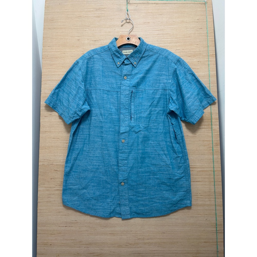 Hobbs Creek Mens Short Sleeve Ventilated Button Down Shirt Blue Size M Hiking